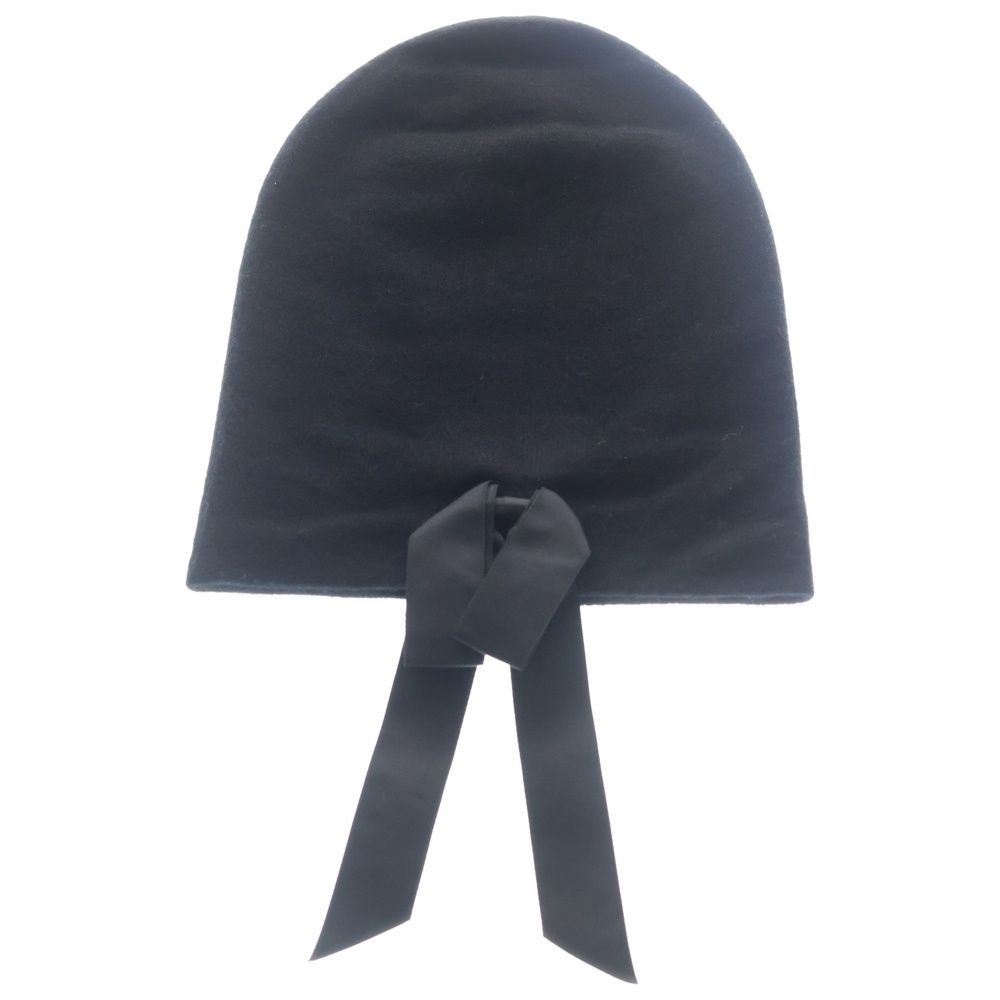Chanel CC Logo Ribbon Cashmere Beanie Hat Knit Cap Black Gold — view 2