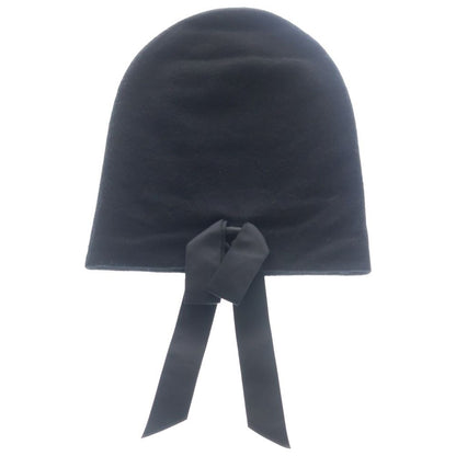 Chanel CC Logo Ribbon Cashmere Beanie Hat Knit Cap Black Gold — view 2