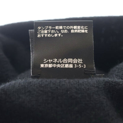 Chanel CC Logo Ribbon Cashmere Beanie Hat Knit Cap Black Gold — view 7
