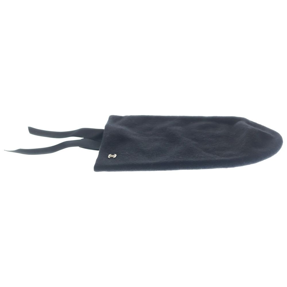 Chanel CC Logo Ribbon Cashmere Beanie Hat Knit Cap Black Gold — view 4