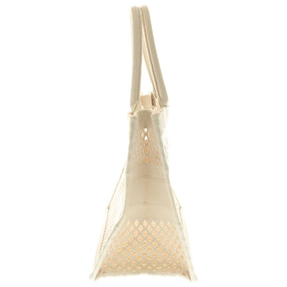 Dior Book Tote Handbag Mesh Ivory Cream Canvas — view 3