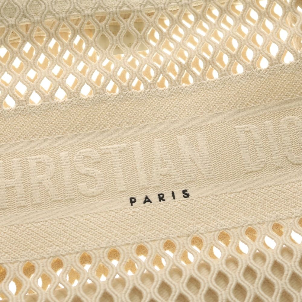 Dior Book Tote Handbag Mesh Ivory Cream Canvas — view 5