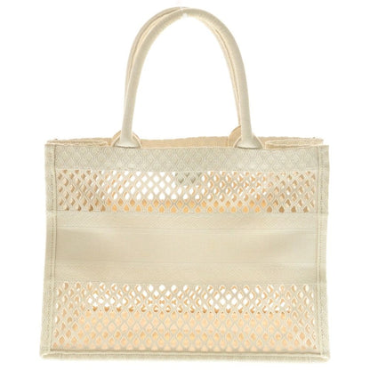 Dior Book Tote Handbag Mesh Ivory Cream Canvas — view 2