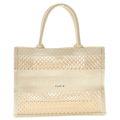 Dior Book Tote Handbag Mesh Ivory Cream Canvas