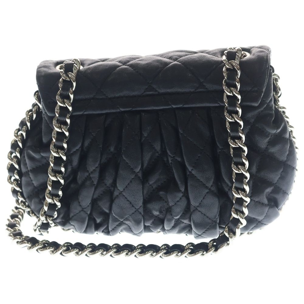 Chanel Luxury Line Quilted Chain Around Mini Shoulder Bag Black Lambskin Silver — view 2