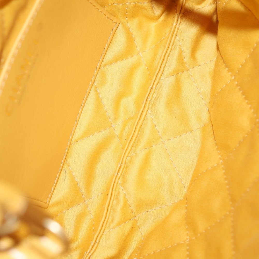 Chanel 22 Mini Yellow Chain Mini Shoulder Bag Calfskin Plate Gold — view 4