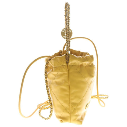 Chanel 22 Mini Yellow Chain Mini Shoulder Bag Calfskin Plate Gold — view 3