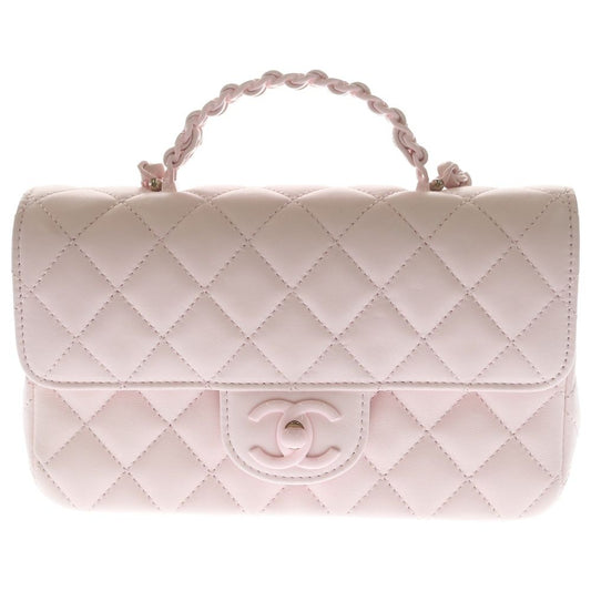 Chanel Quilted Chain Mini Shoulder Bag Light Pink Lambskin