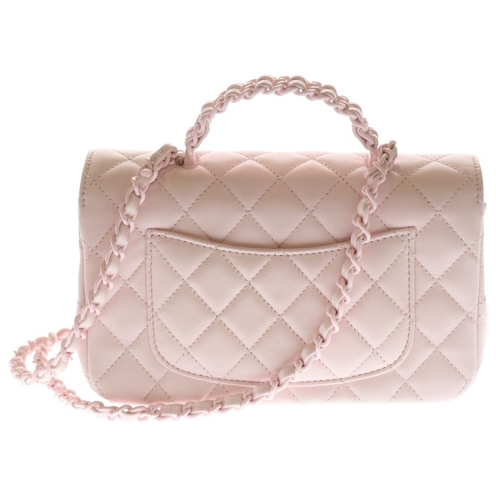 Chanel Quilted Chain Mini Shoulder Bag Light Pink Lambskin — view 2