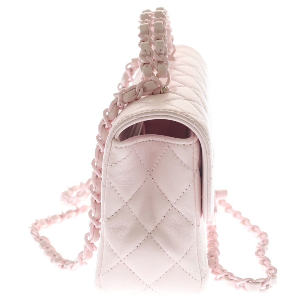 Chanel Quilted Chain Mini Shoulder Bag Light Pink Lambskin — view 3