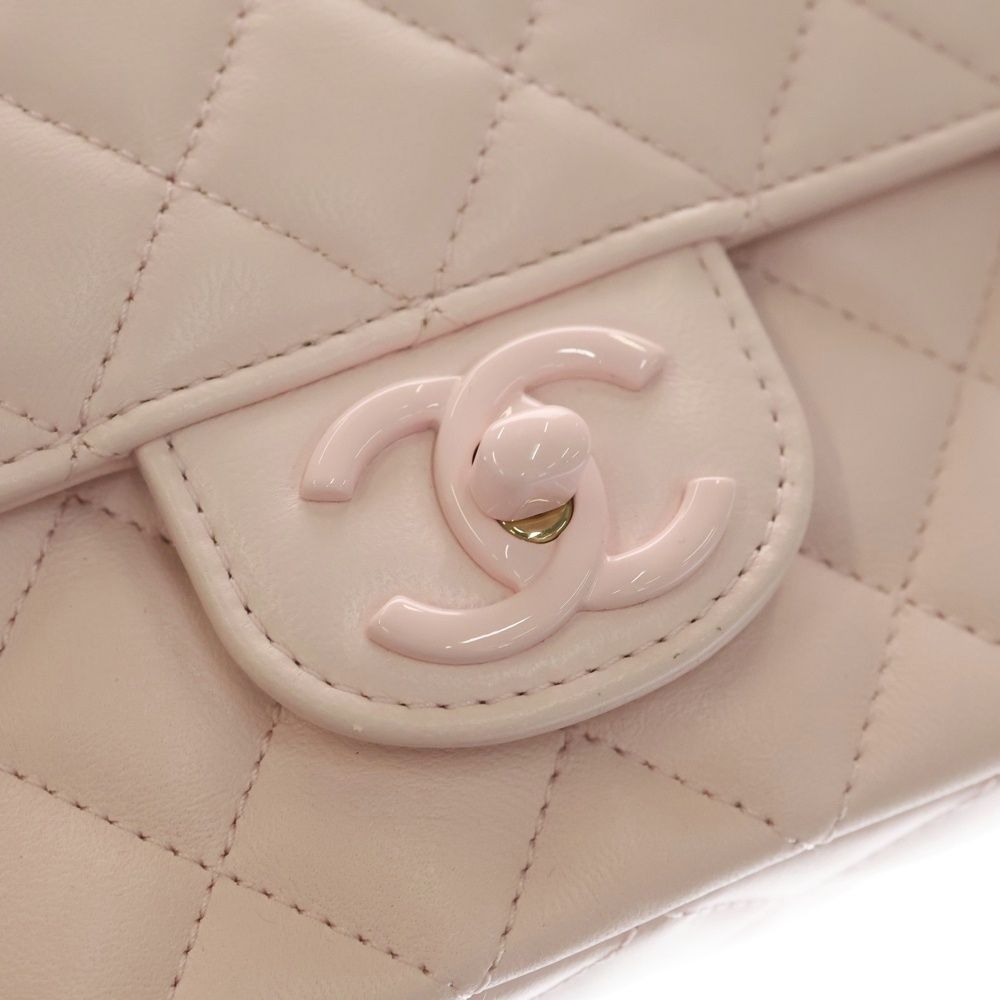 Chanel Quilted Chain Mini Shoulder Bag Light Pink Lambskin — view 5