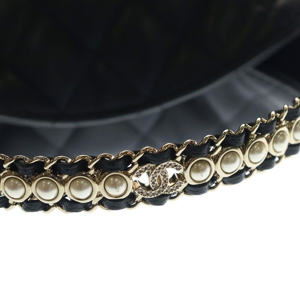 Chanel Top Handle Chain Clutch Mini Shoulder Bag Black Caviar Leather Gold — view 5