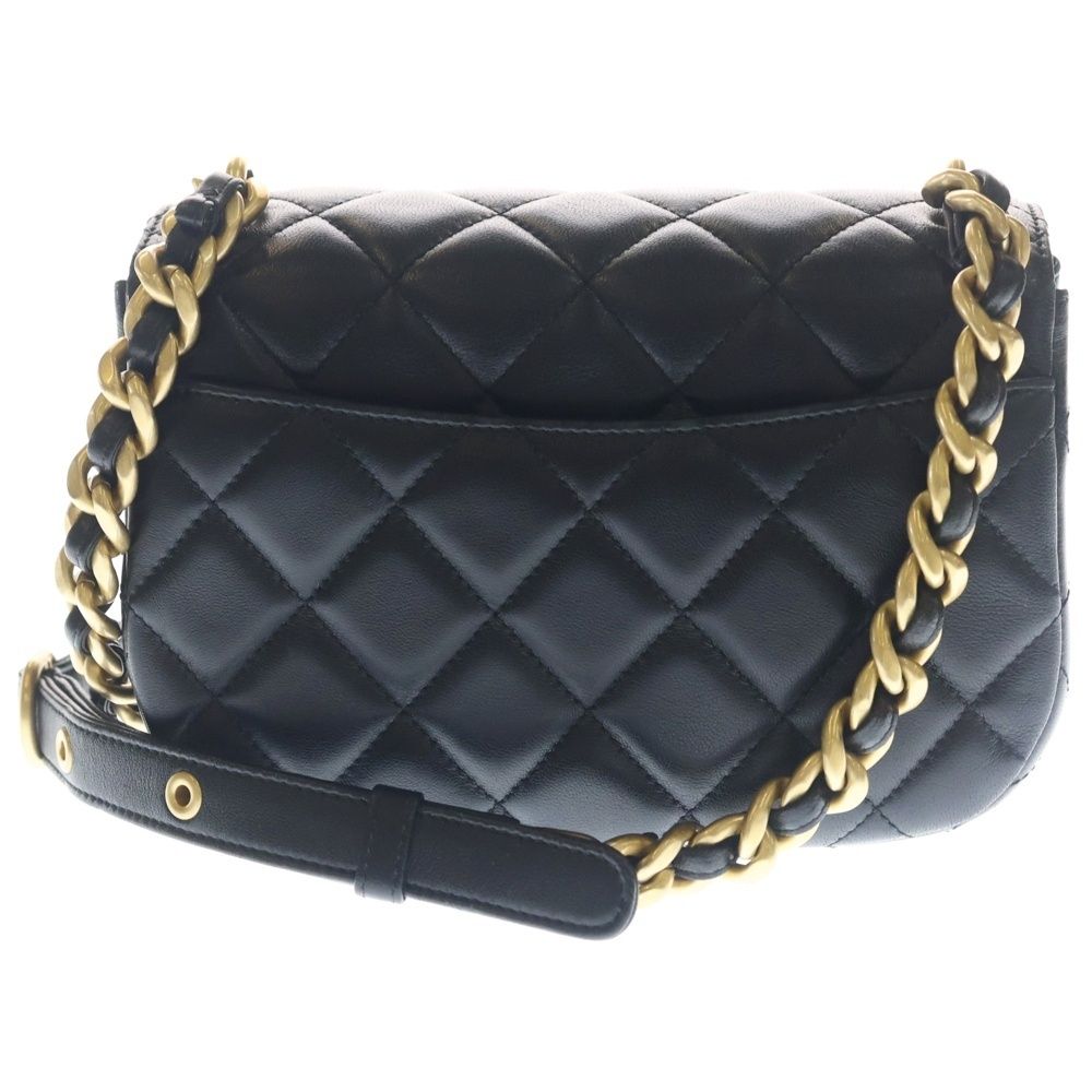 Chanel Quilted Chain Mini Shoulder Bag Black Lamb Gold — view 2