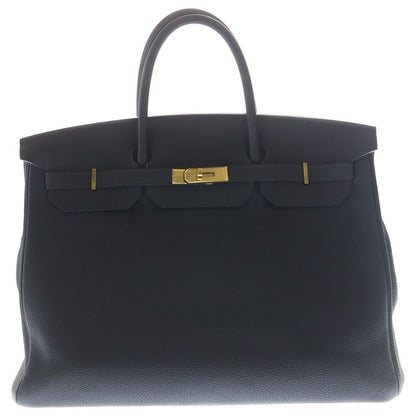 Hermes Birkin 40 Canvas Togo Handbag Gold Navy