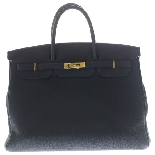Hermes Birkin 40 Canvas Togo Handbag Gold Navy