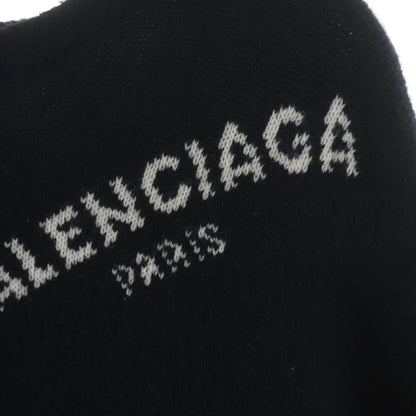 Balenciaga Overall Logo Jacquard Crew Neck Knit Sweater Black — view 4