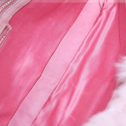 Miu Miu Crystal Rabbit Fur Chain Shoulder Bag Pink Silver — view 4