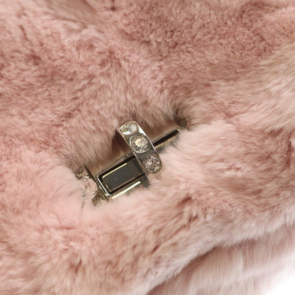 Miu Miu Crystal Rabbit Fur Chain Shoulder Bag Pink Silver — view 5