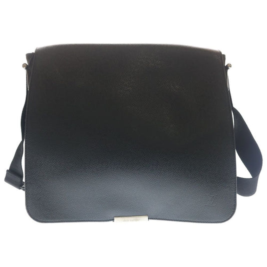 Louis Vuitton Taiga Victor Shoulder Bag Black Leather Silver