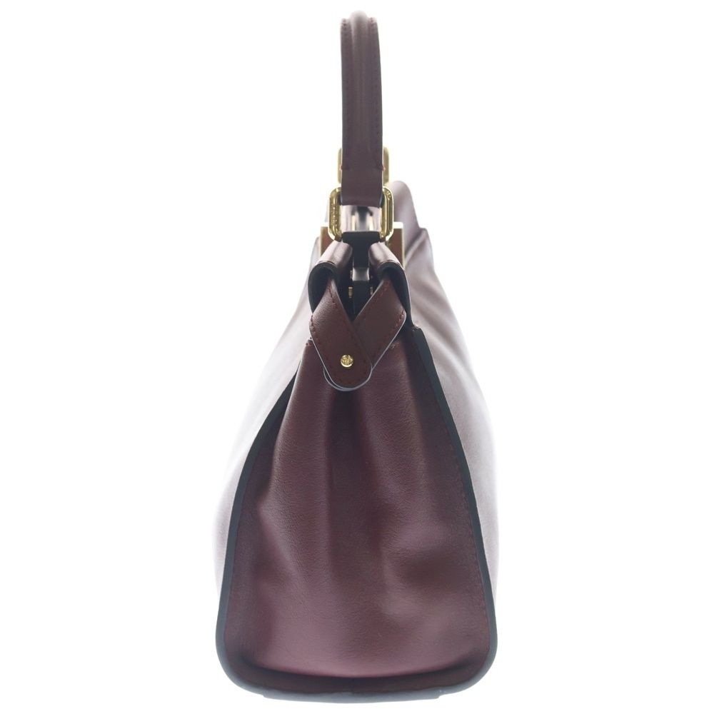 Fendi Peak Mini Handbag Wine Red Bordeaux Leather Gold — view 3