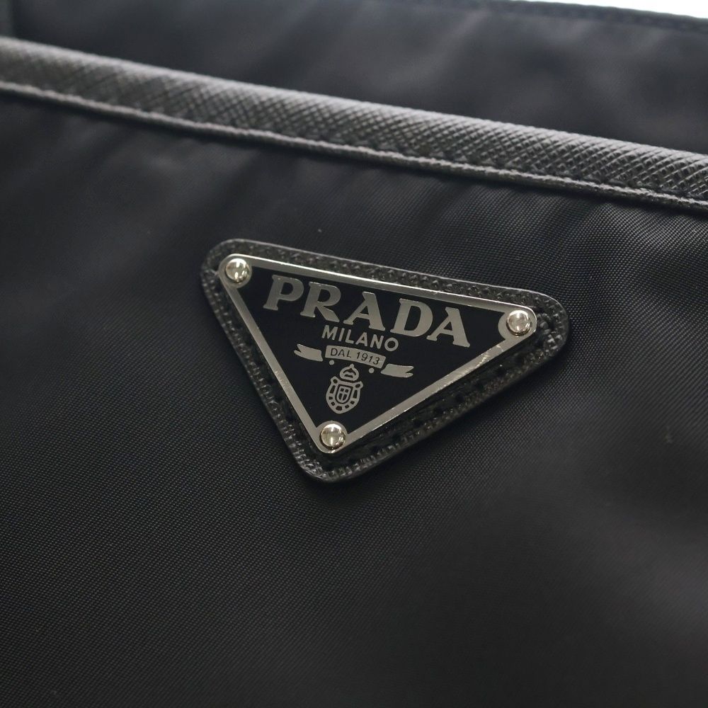 Prada Tessuto Shoulder Bag Black Nylon Leather Silver — view 5