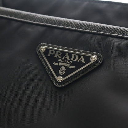 Prada Tessuto Shoulder Bag Black Nylon Leather Silver — view 5