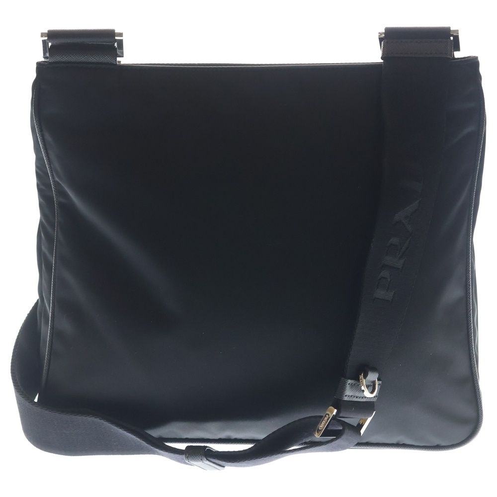 Prada Tessuto Shoulder Bag Black Nylon Leather Silver — view 2