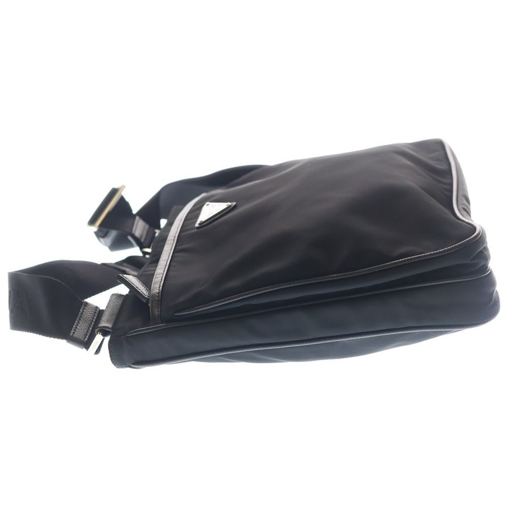Prada Tessuto Shoulder Bag Black Nylon Leather Silver — view 3