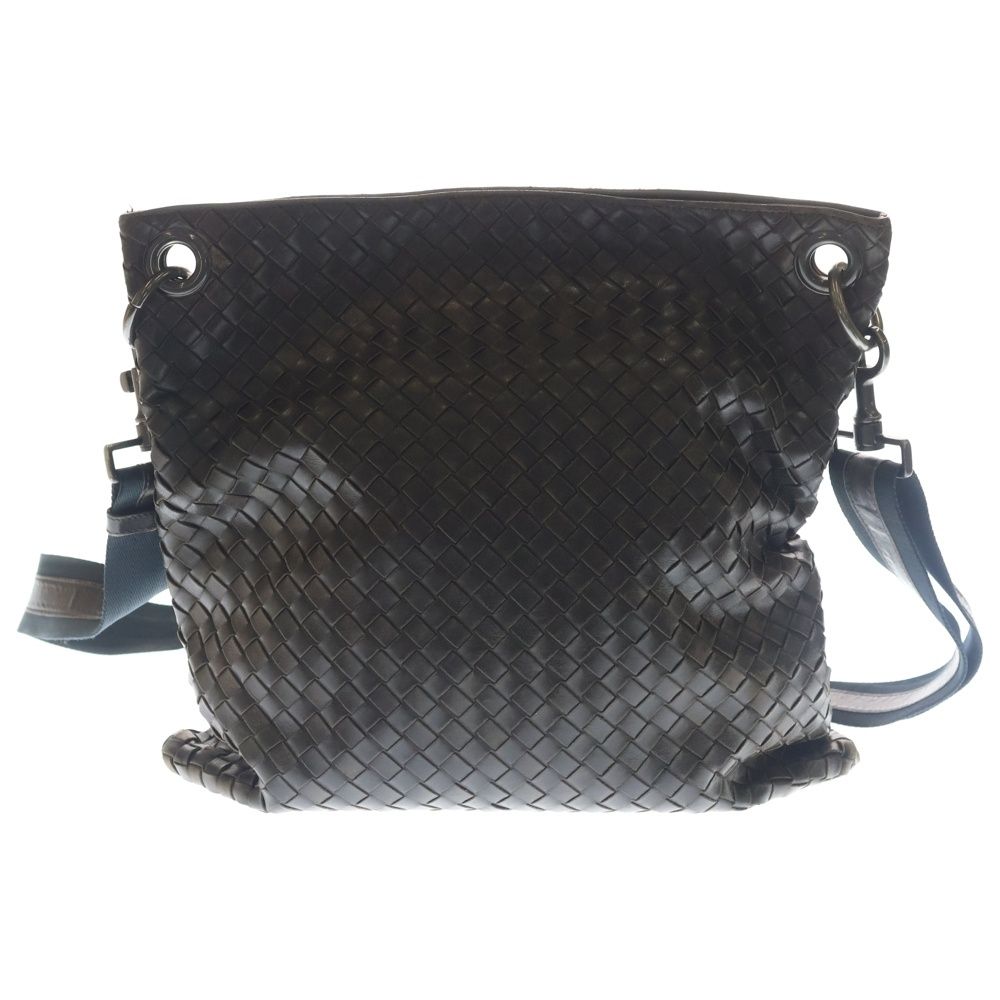 Bottega Veneta Intrecciato Shoulder Back Brown Leather Gunmetal
