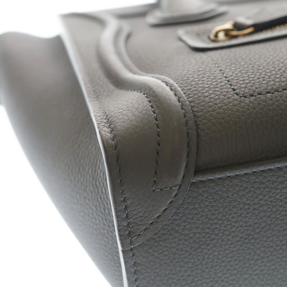 Celine Luggage Nano 2-Way Shoulder Bag Gray Leather Gold — view 5