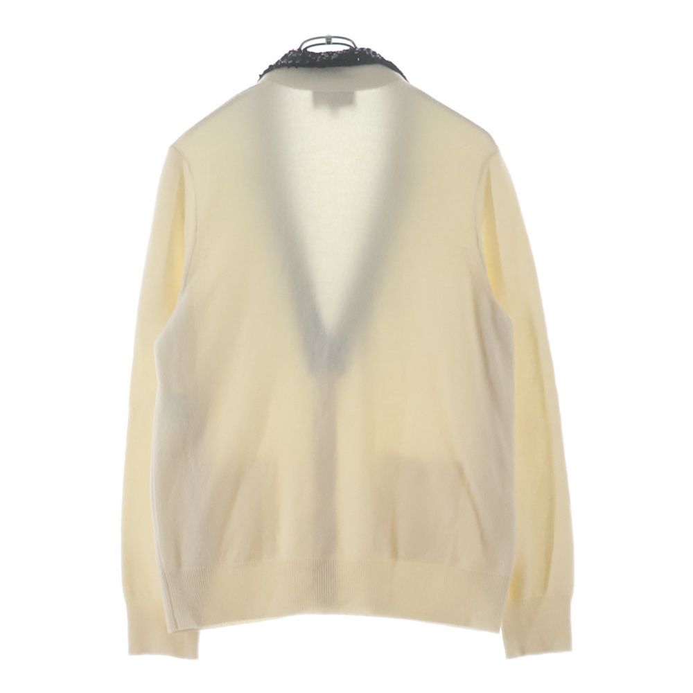 Chanel Cashmere Wool Sequin Cardigan Jacket Collar Long Sleeve Knit Ivory — view 2