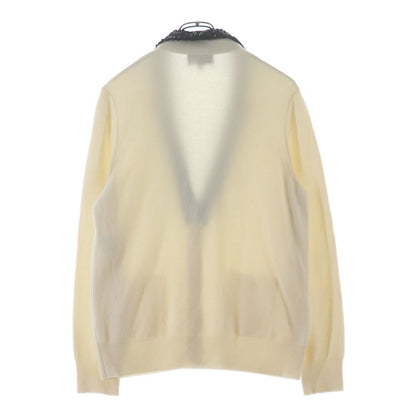 Chanel Cashmere Wool Sequin Cardigan Jacket Collar Long Sleeve Knit Ivory — view 2