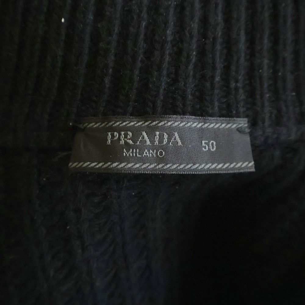 Prada Re-Nylon Triangle Logo Shoulder Cut Replacement Cashmere Blend Wool Knit — view 6