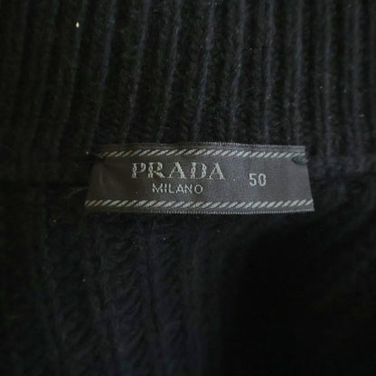 Prada Re-Nylon Triangle Logo Shoulder Cut Replacement Cashmere Blend Wool Knit — view 6