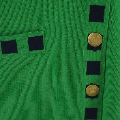 Fendi FF Logo Gold Button Wool Knit Cardigan Green — view 5