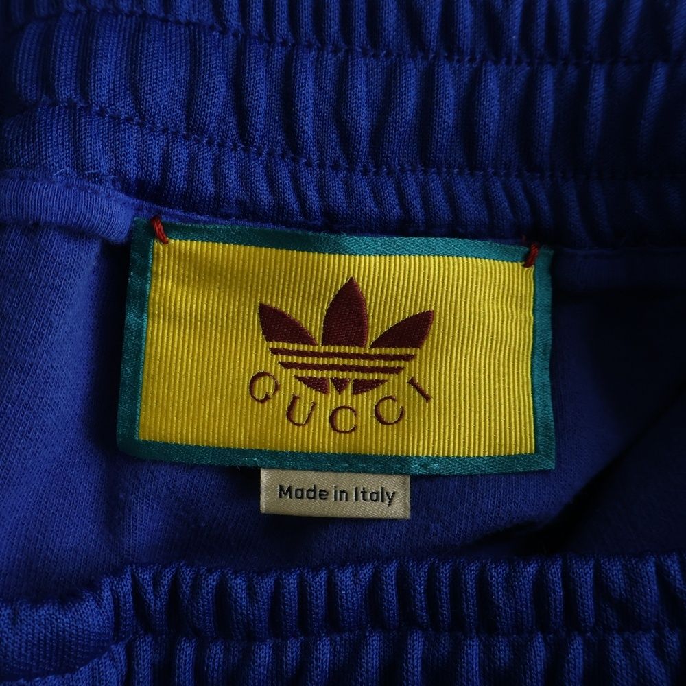 Gucci Adidas Jersey Jogging Pants Logo Embroidery Track Blue — view 6