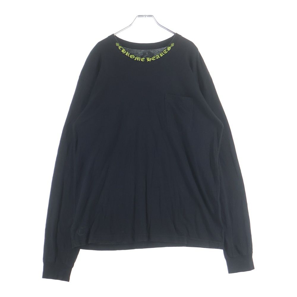 Chrome Hearts Neck Logo L S Tee Print Cotton Crew Long Sleeve T-Shirt Black — view 2