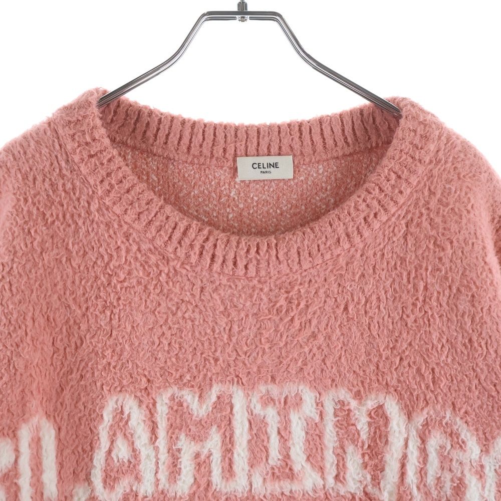 Celine Scott Reeder Brushed Cotton Crew Neck Long Sleeve Knit Sweater Pink — view 3