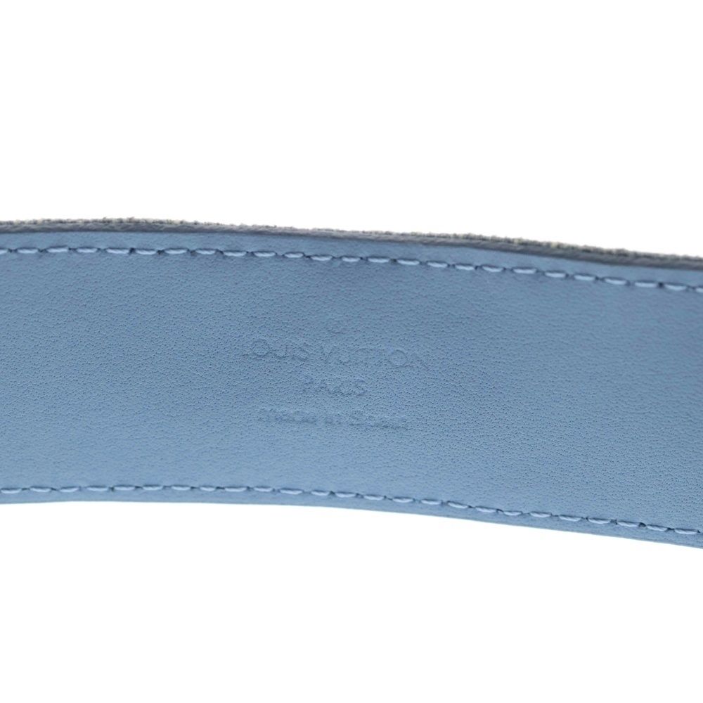 Louis Vuitton LV New Wave Monogram Embroidery Denim Leather Belt Gold Indigo — view 5