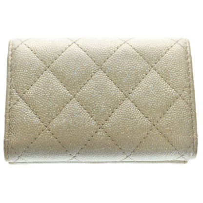 Chanel Quilted Caviar Leather CC Logo Wallet Trifold Silver — view 2