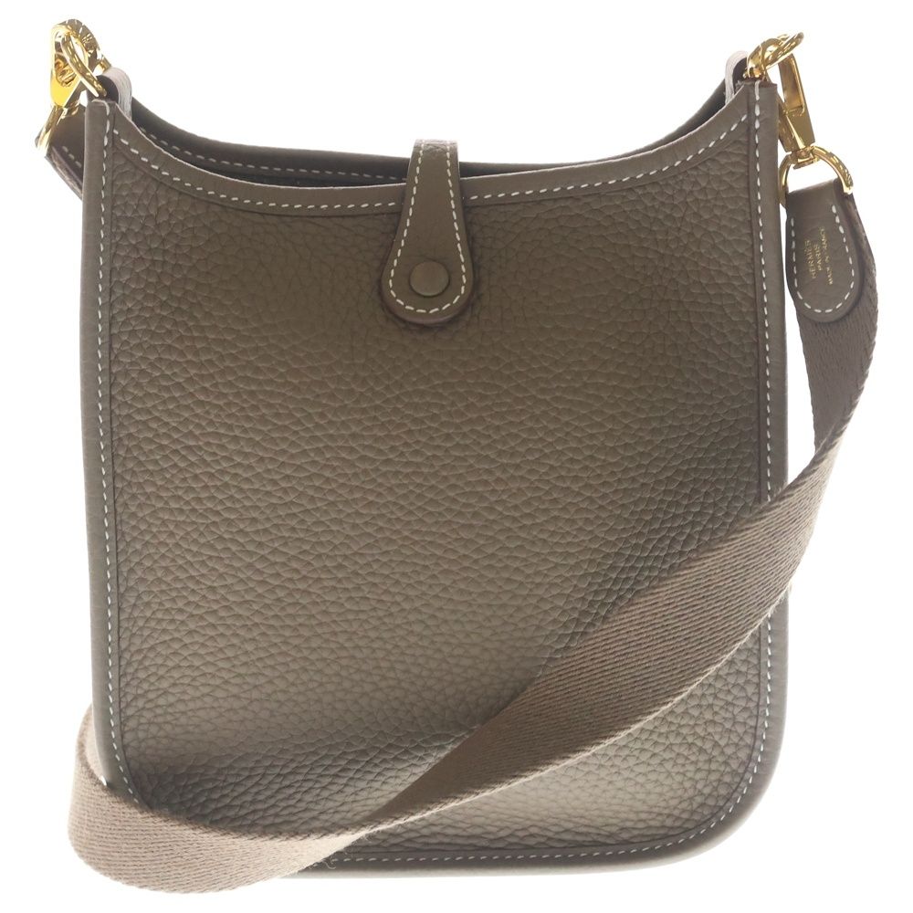 Hermes Evelyne TPM Etoupe Taurillon Clemence Gold Shoulder Bag — view 2