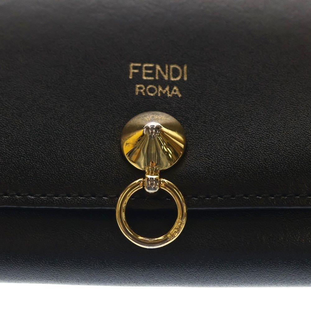 Fendi by the Way Continental Wallet Card Case Black Leather Gold — view 5