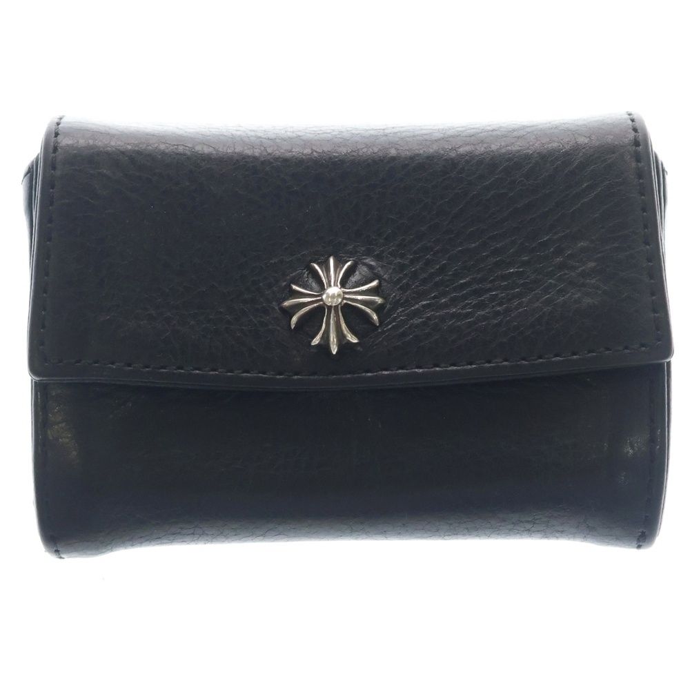 Chrome Hearts Tiny Wallet Leather CH Plus Button Black