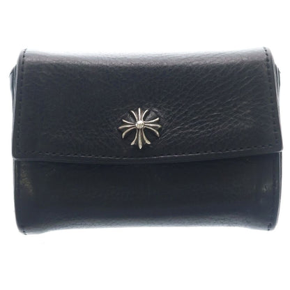 Chrome Hearts Tiny Wallet Leather CH Plus Button Black