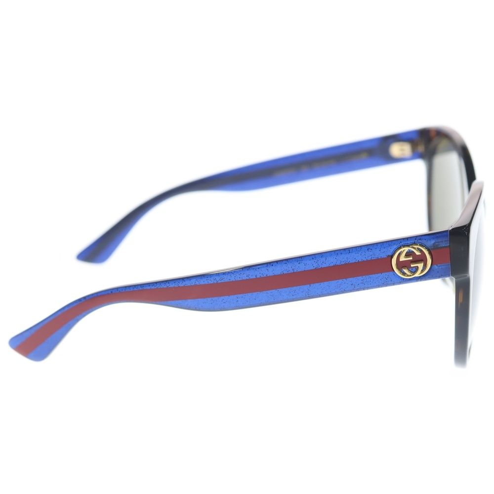 Gucci Interlocking Sunglasses Blue Frame Khaki Lens Gold Eyewear — view 3