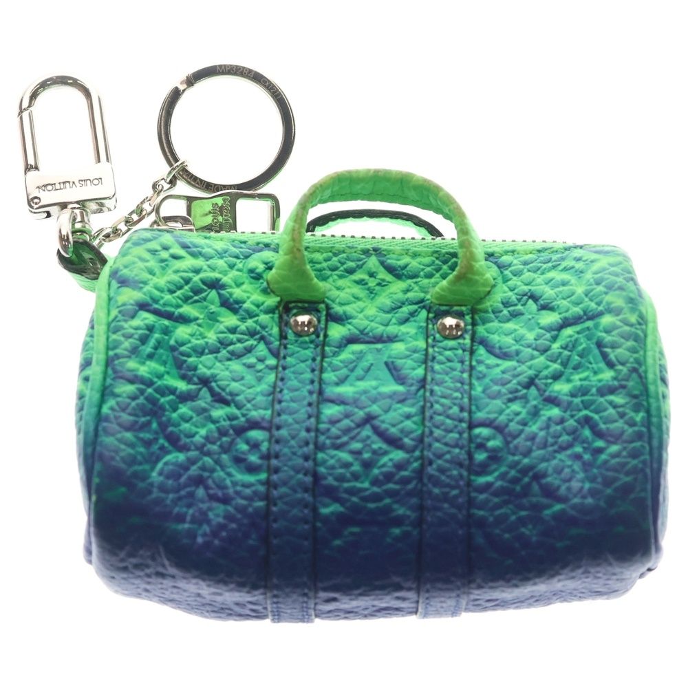 Louis Vuitton Mini Keepall Bag Charm Key Holder Gradient Blue Green Leather