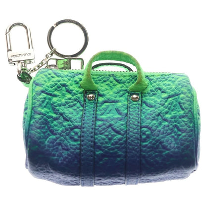 Louis Vuitton Mini Keepall Bag Charm Key Holder Gradient Blue Green Leather