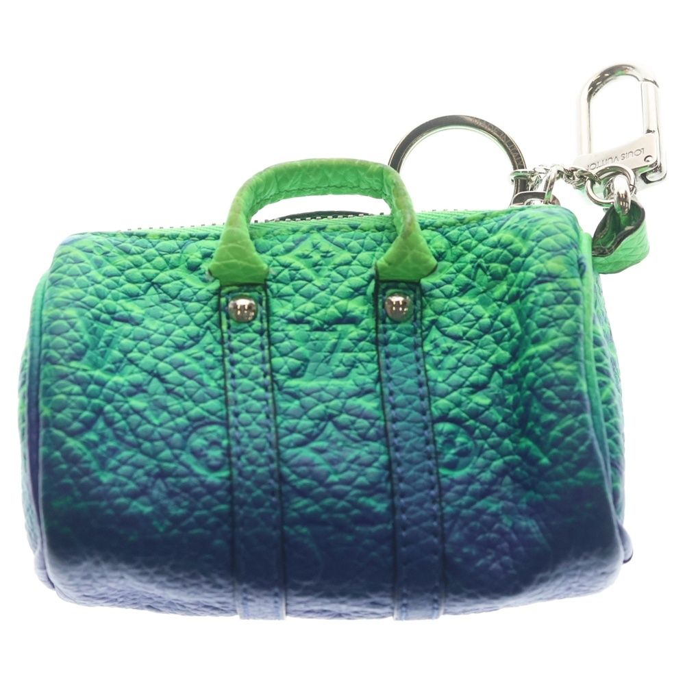 Louis Vuitton Mini Keepall Bag Charm Key Holder Gradient Blue Green Leather — view 2