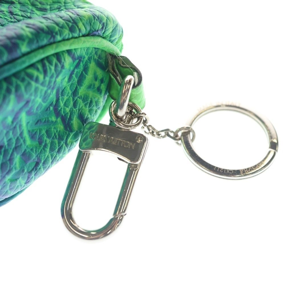 Louis Vuitton Mini Keepall Bag Charm Key Holder Gradient Blue Green Leather — view 5
