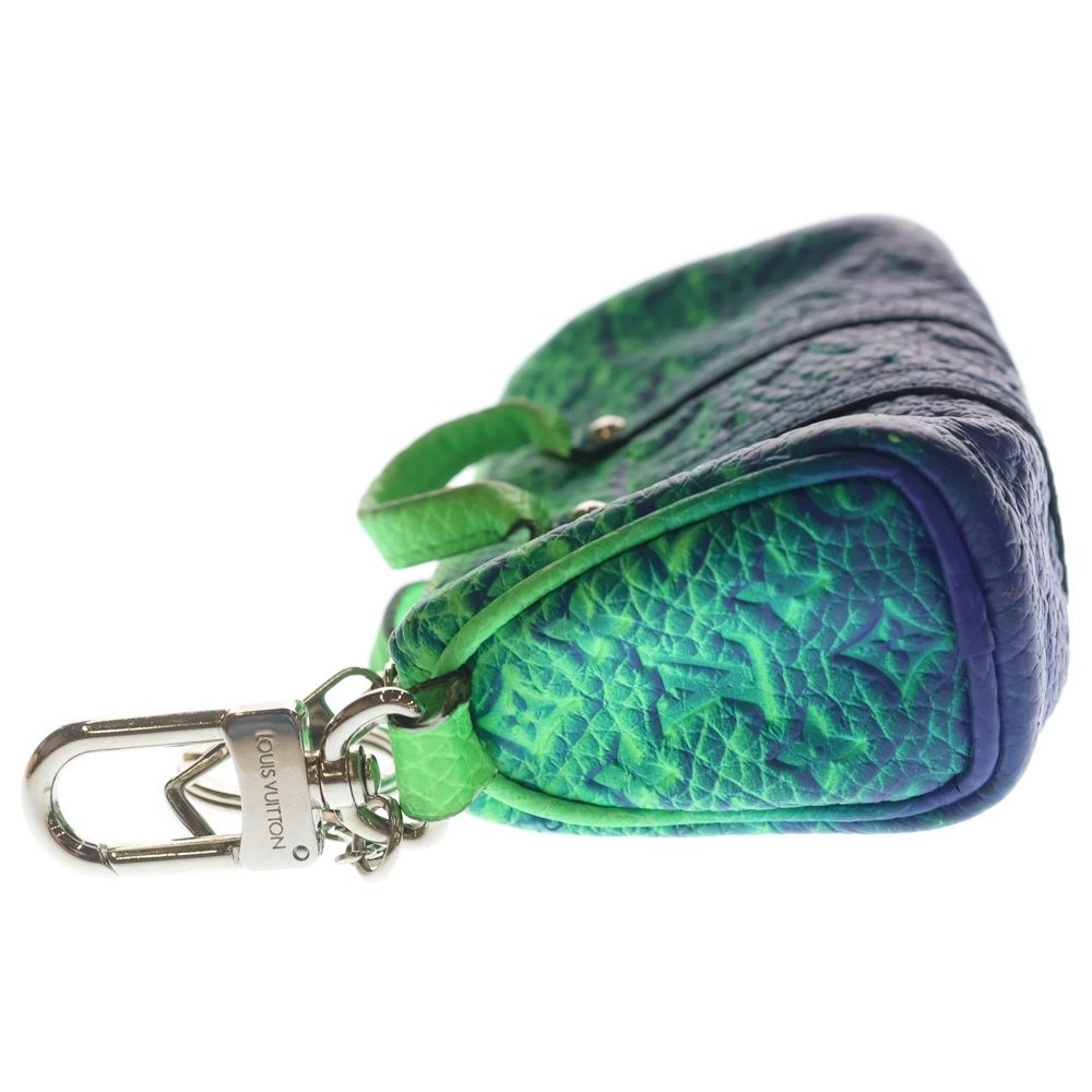 Louis Vuitton Mini Keepall Bag Charm Key Holder Gradient Blue Green Leather — view 3
